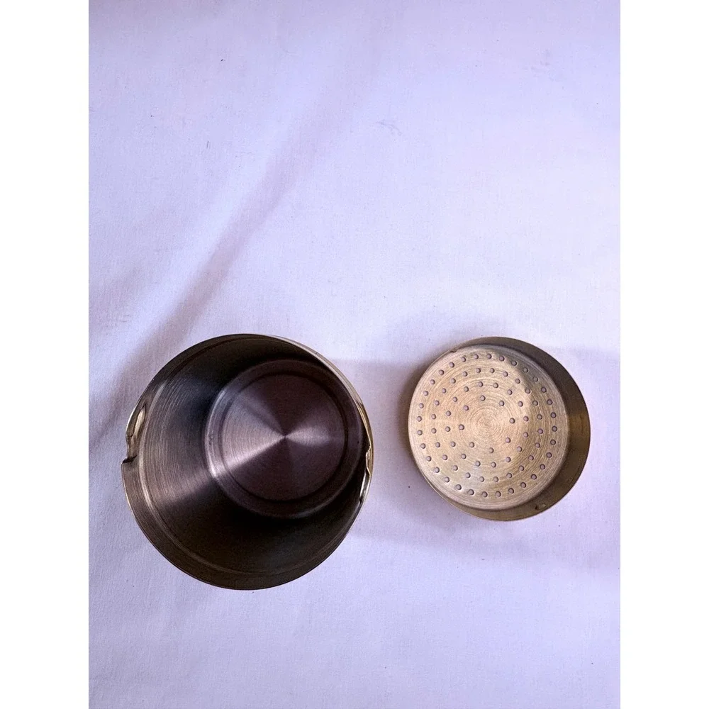 Gold Tone‎ Metal Powdered Sugar Shaker Vintage Cocoa Duster Flour Canister Lid